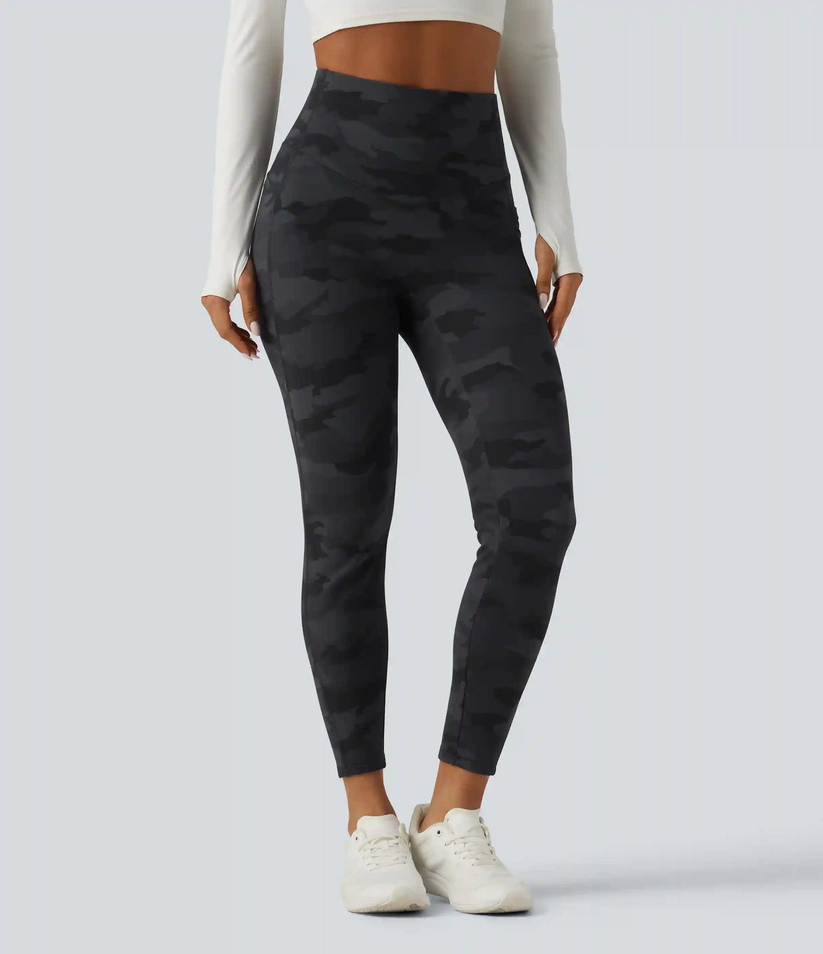 Halara UltraSculpt™ High Waisted Tummy Control Camo Fleece Workout Leggings with Pockets