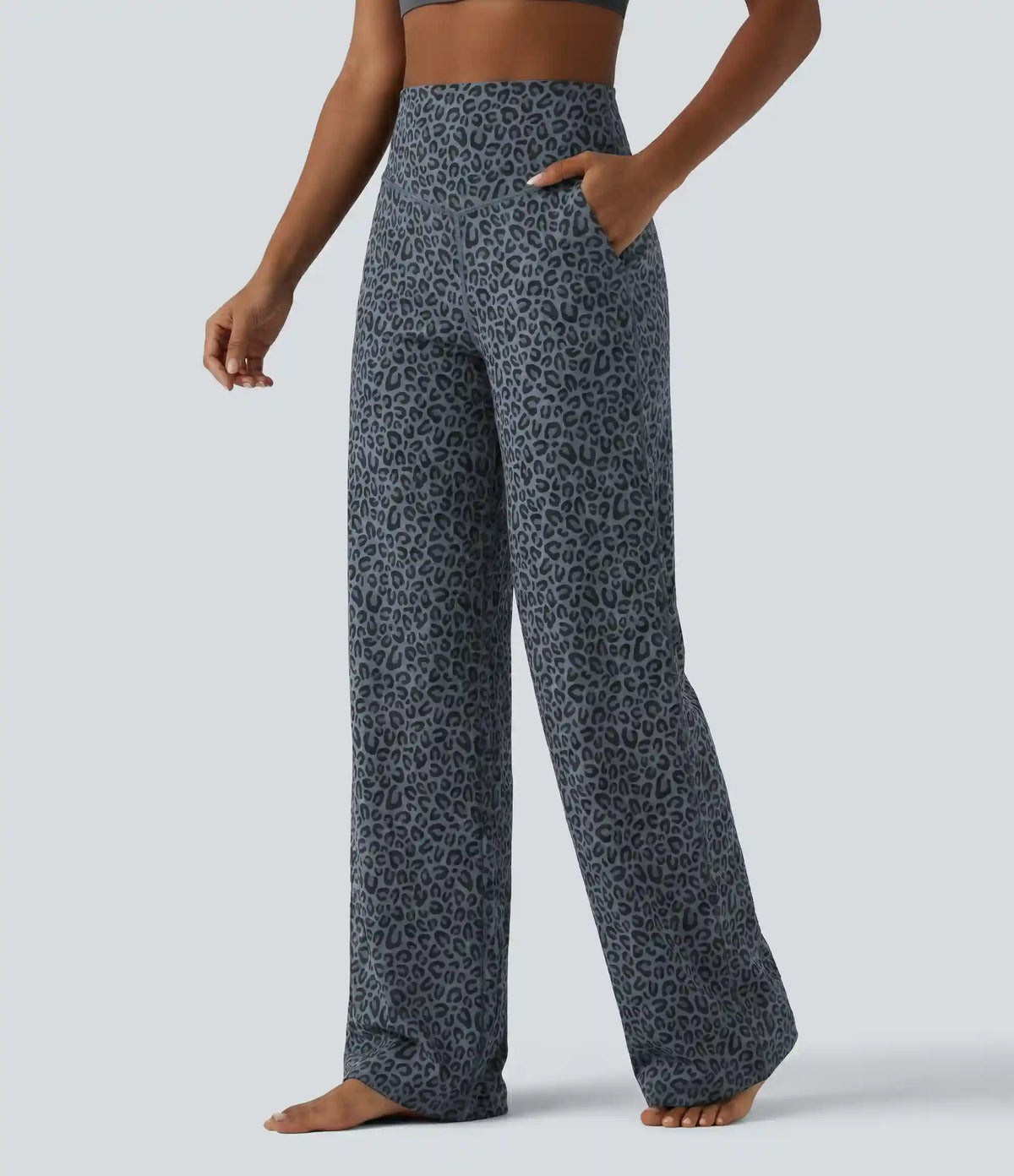 Halara UltraSculpt™ Leopard Print High Waisted Tummy Control Straight Leg Yoga Pants with Pockets