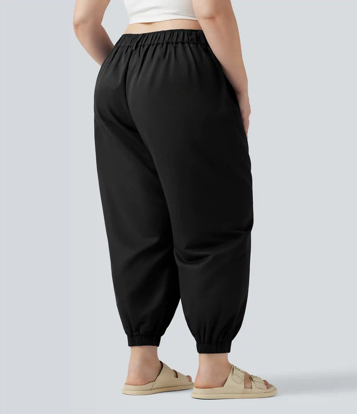 Plus Size Mid Rise Casual Joggers with Pockets