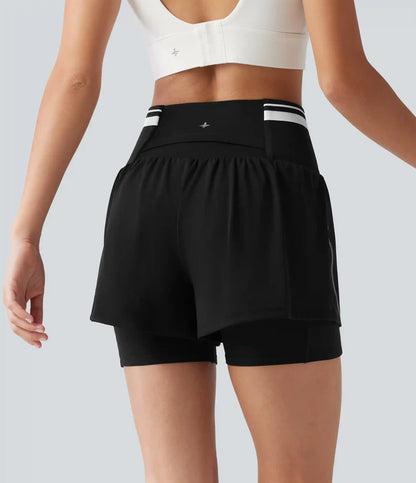 SoftlyZero™ Airy Reflective Super High Waisted Tummy Control 2-in-1 Cool Touch Workout Shorts 5'' with Pockets