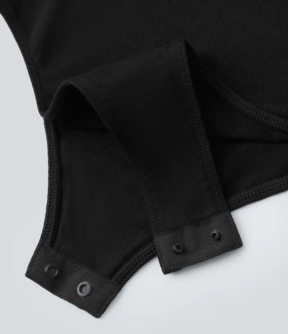 U Neck Long Sleeve Snap Skinny Work Bodysuit