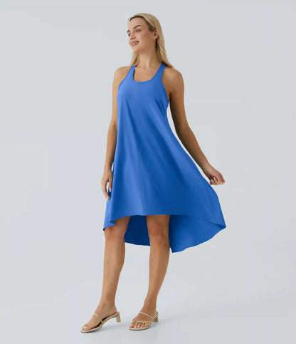 Breezeful™ RacerPocket High Low Flowy Midi Quick Dry Casual Dress