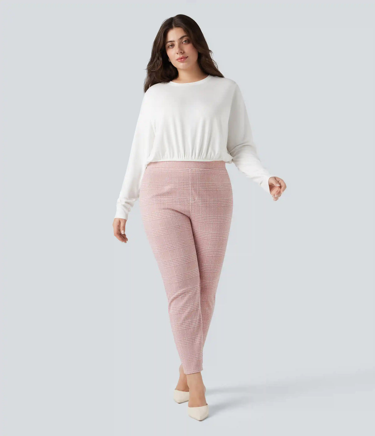 Plus Size Halara Flex™ High Waisted Houndstooth Plaid Skinny Work Pants with Pockets