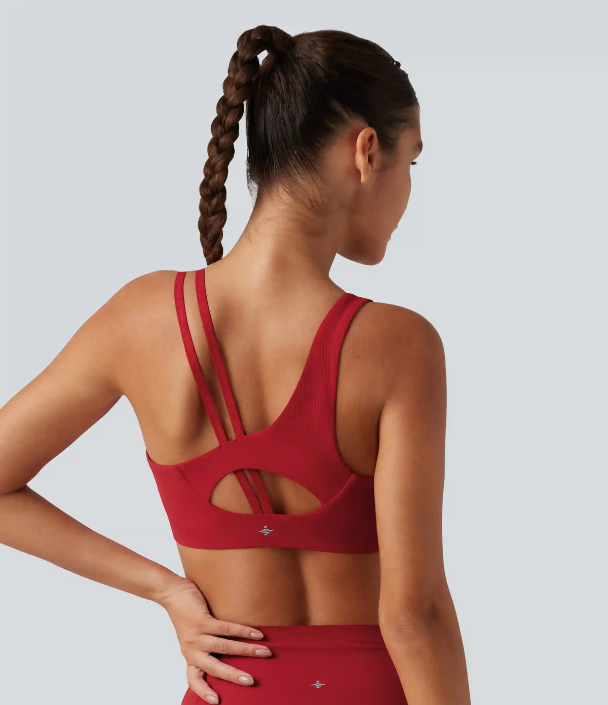 Halara UltraSculpt™ Ribbed Low Support Asymmetric Cut Out Built-in Bra Running Sports Bra