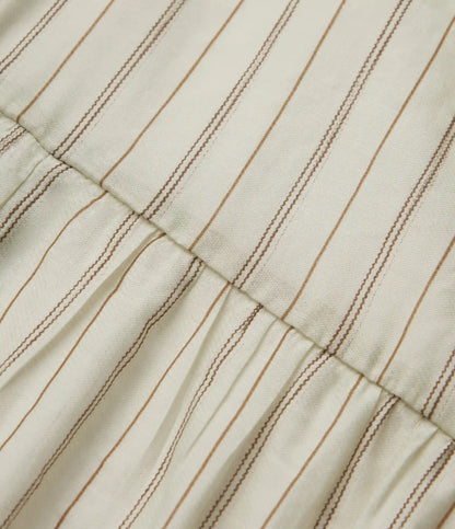 V Neck Lace Up Stripe Flowy Maxi Dress