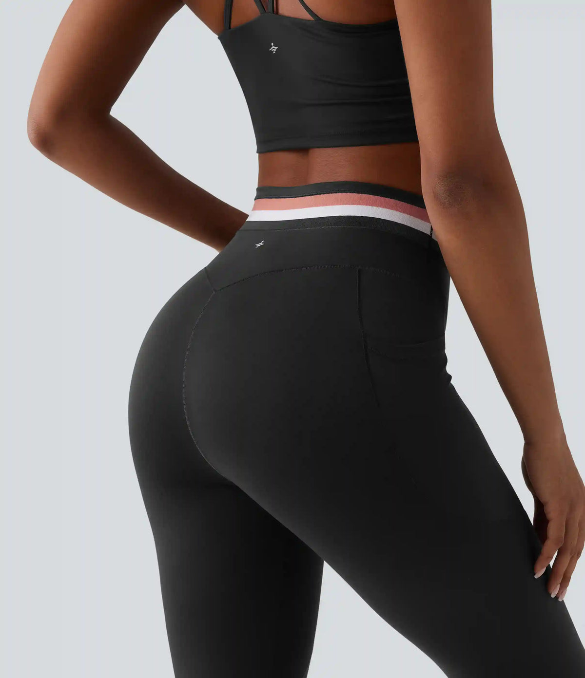 Halara UltraSculpt™ High Waisted Tummy Control Color Block Stripes Workout 7/8 Leggings with Pockets