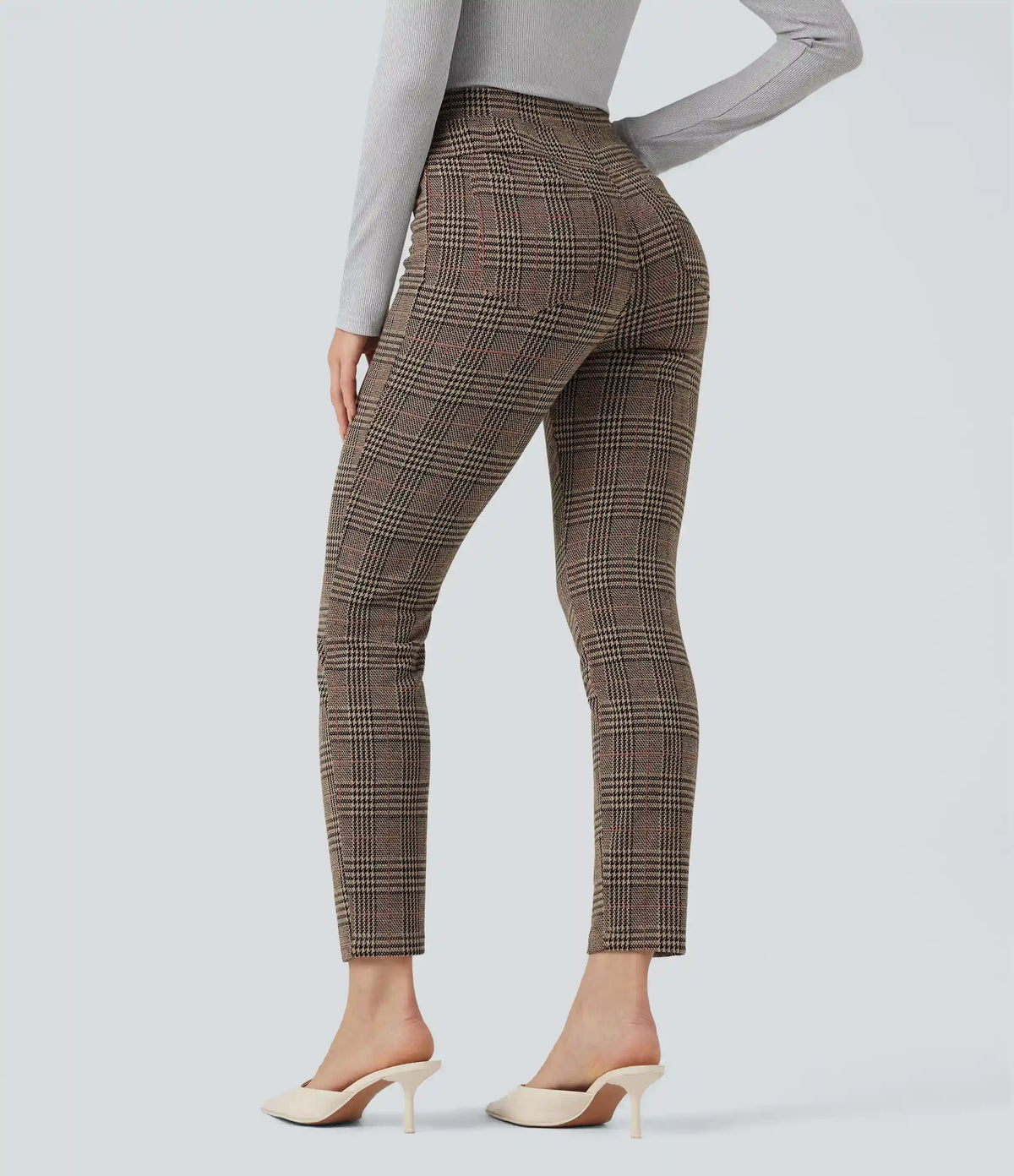 Halara Flex™ High Waisted Pocket Houndstooth Plaid Skinny Work Pants