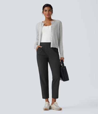 High Waisted Quick Dry Travel Tapered Pants with Pockets