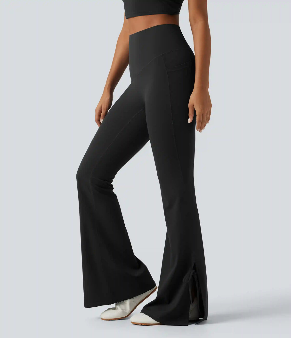 Halara UltraSculpt™ High Waisted Lace Up Flare Yoga Leggings with Pockets