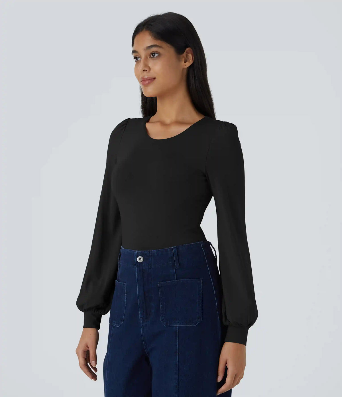Round Neck Long Sleeve Casual Bodysuit