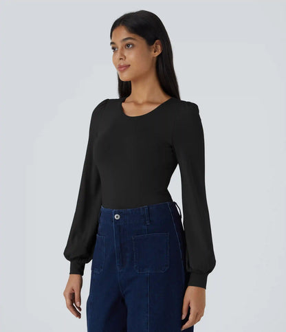 Round Neck Long Sleeve Casual Bodysuit
