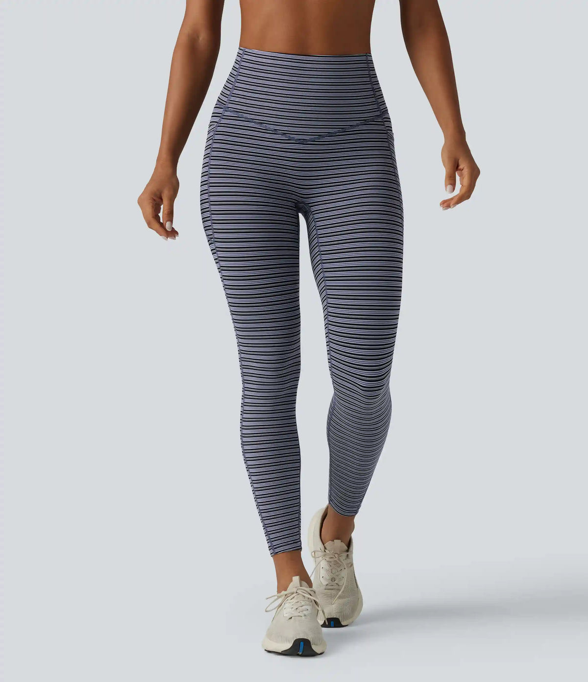 Halara UltraSculpt™ Jacquard Stripe High Waisted Tummy Control Running Leggings with Pockets