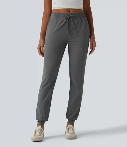 Mid Rise Drawstring Tapered Casual Joggers with Pockets