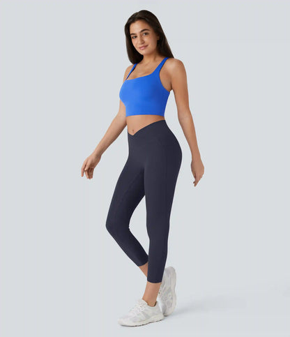 SoftlyZero™ High Waisted Crossover Pocket Capri Yoga Leggings