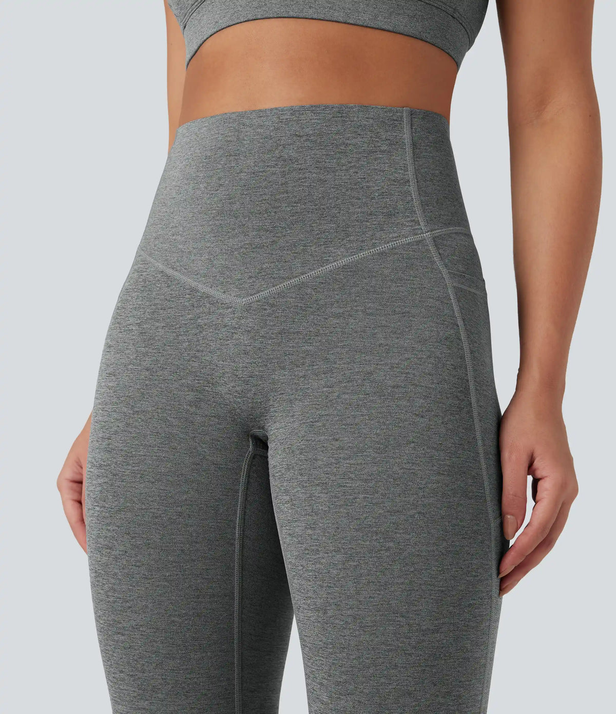Halara UltraSculpt™ Heathered High Waisted Tummy Control Quick Dry Bootcut Yoga Leggings with Pockets