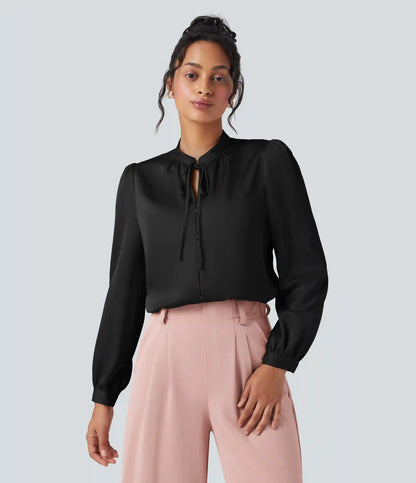 Tie Front Long Sleeve Work Shirt