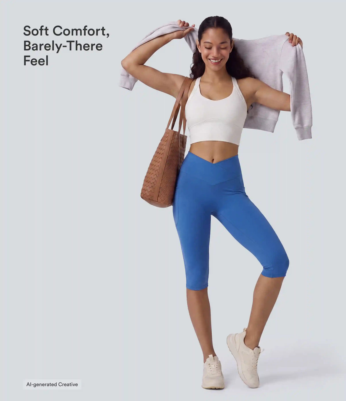SoftlyZero™ High Waisted Crossover Pedal Pusher Yoga Leggings with Pockets