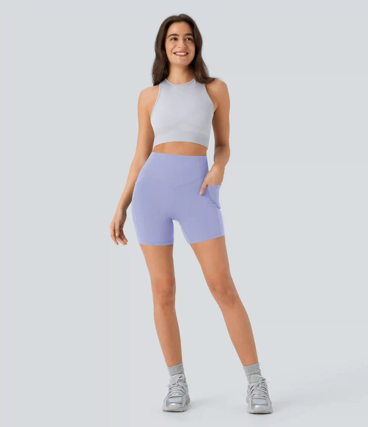 Halara UltraSculpt™ High Waisted Scrunch Butt Lifting Tummy Control Pocket Shaping Workout Biker Shorts 5''