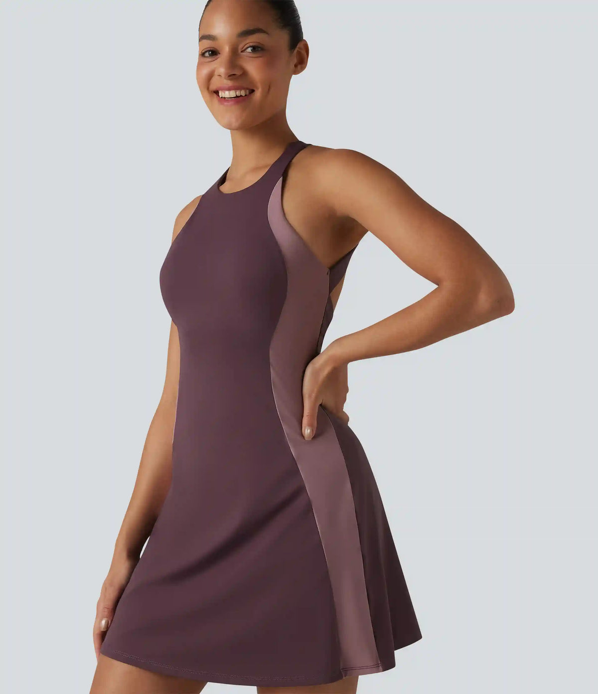 Softlyzero™ Airy Built-in Bra Color Block 2-in-1 InstantCool Mini Tennis Active Dress with Pockets-Easy Peezy Edition