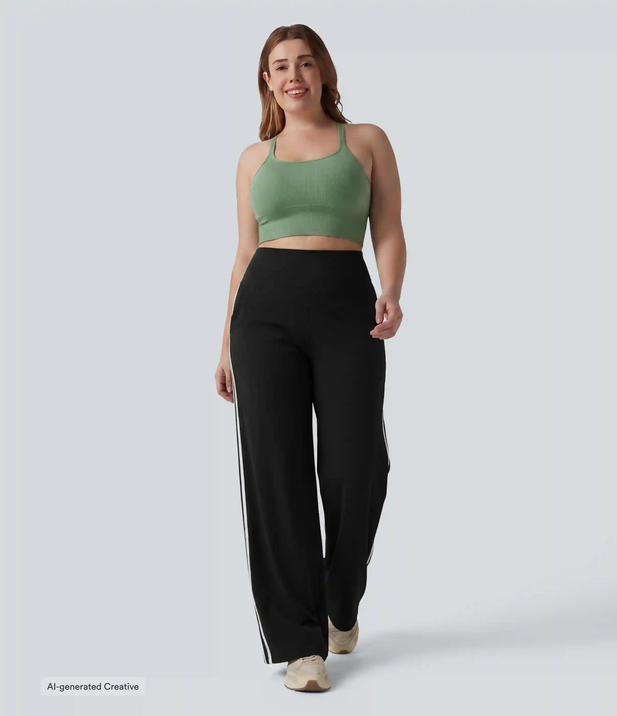 Plus Size Halara UltraSculpt™ High Waisted Tummy Control Color Block Stripes Yoga Baggy Pants with Pockets