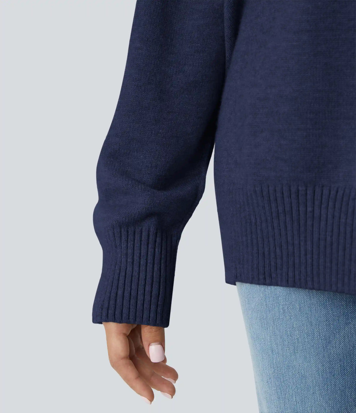 Round Neck Dropped Shoulder Long Sleeve Casual Sweater