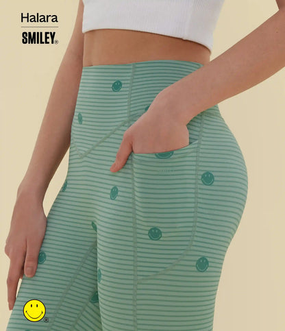 Halara X Smiley® Halara UltraSculpt™ Stripe Print High Waisted Scrunch Butt Lifting Tummy Control Training Leggings with Pockets