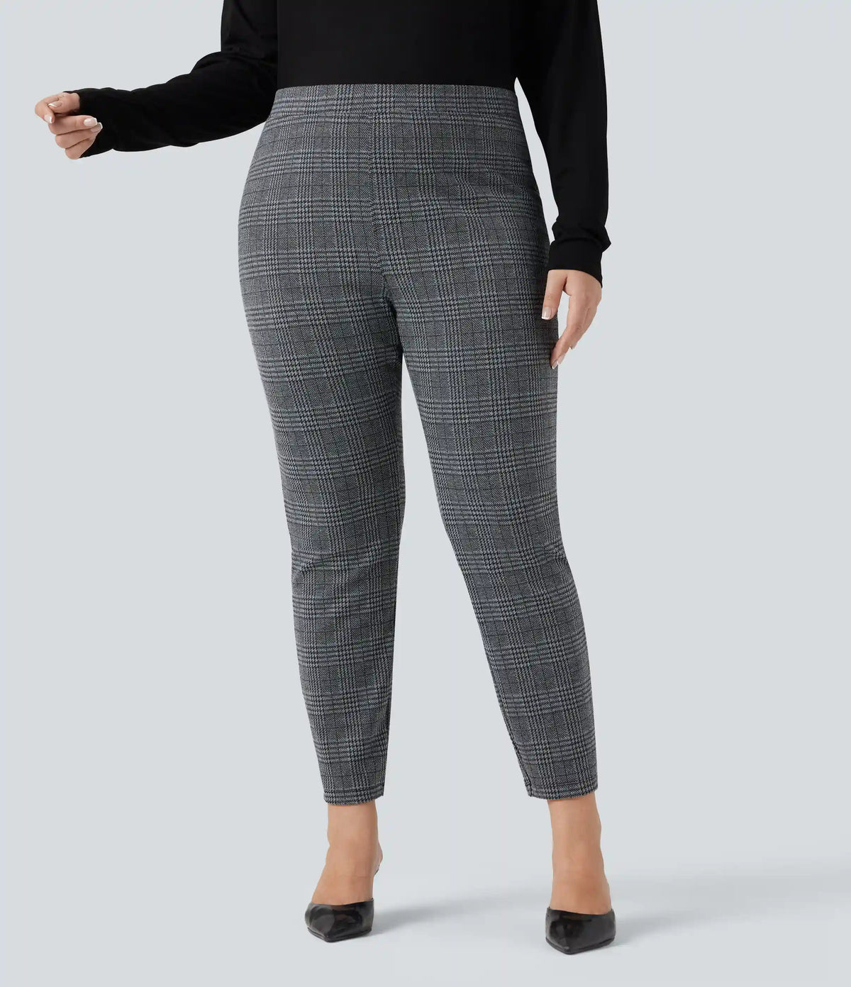 Plus Size Halara Flex™ High Waisted Houndstooth Plaid Skinny Work Pants with Pockets