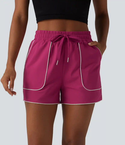 High Waisted Drawstring Quick Dry InstantCool Workout Shorts 3'' with Pockets-UPF40+