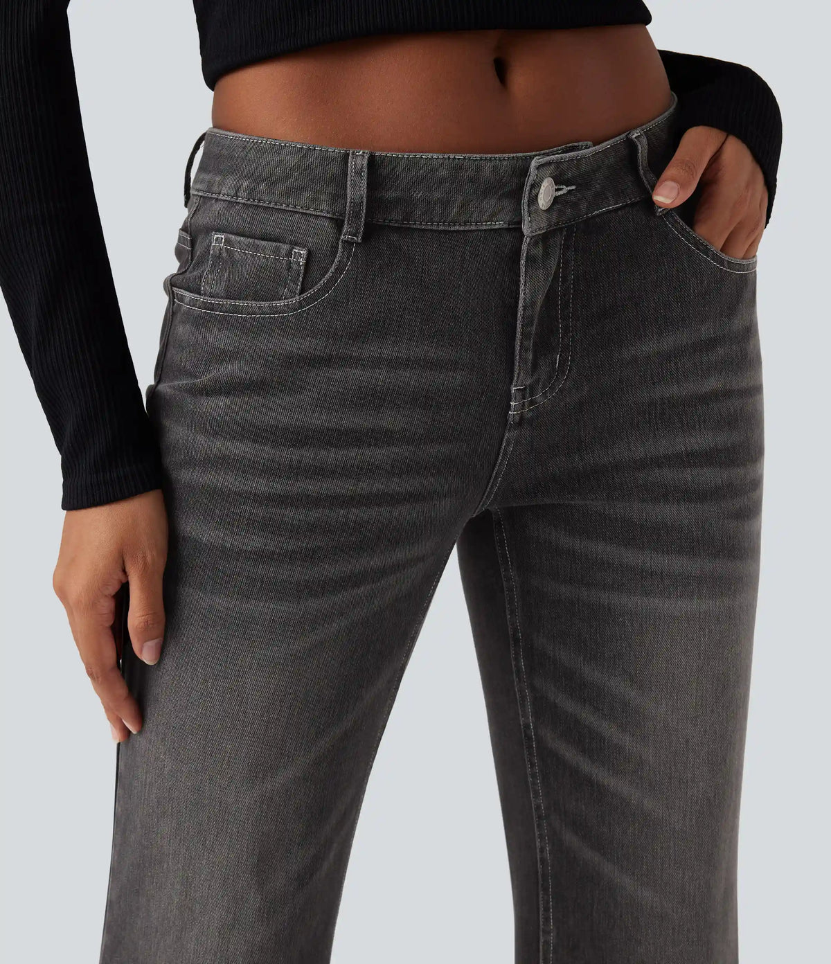 Halara Flex™ Low Rise Flare Washed Casual Jeans with Pockets