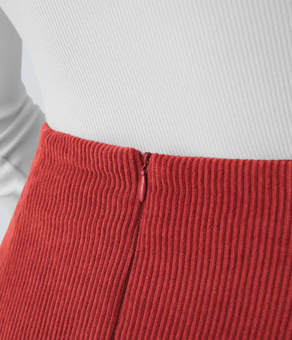 High Waisted 2-in-1 A Line Mini Corduroy Casual Skirt