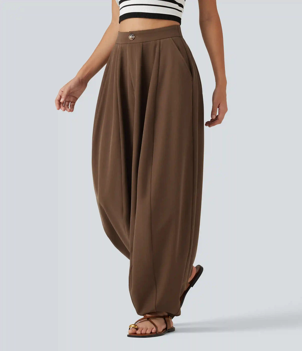 High Waisted Balloon Casual Pants with Pockets