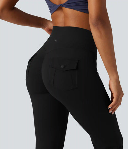 Halara UltraSculpt™ High Waisted Tummy Control Ruched Flare Yoga Leggings with Pockets