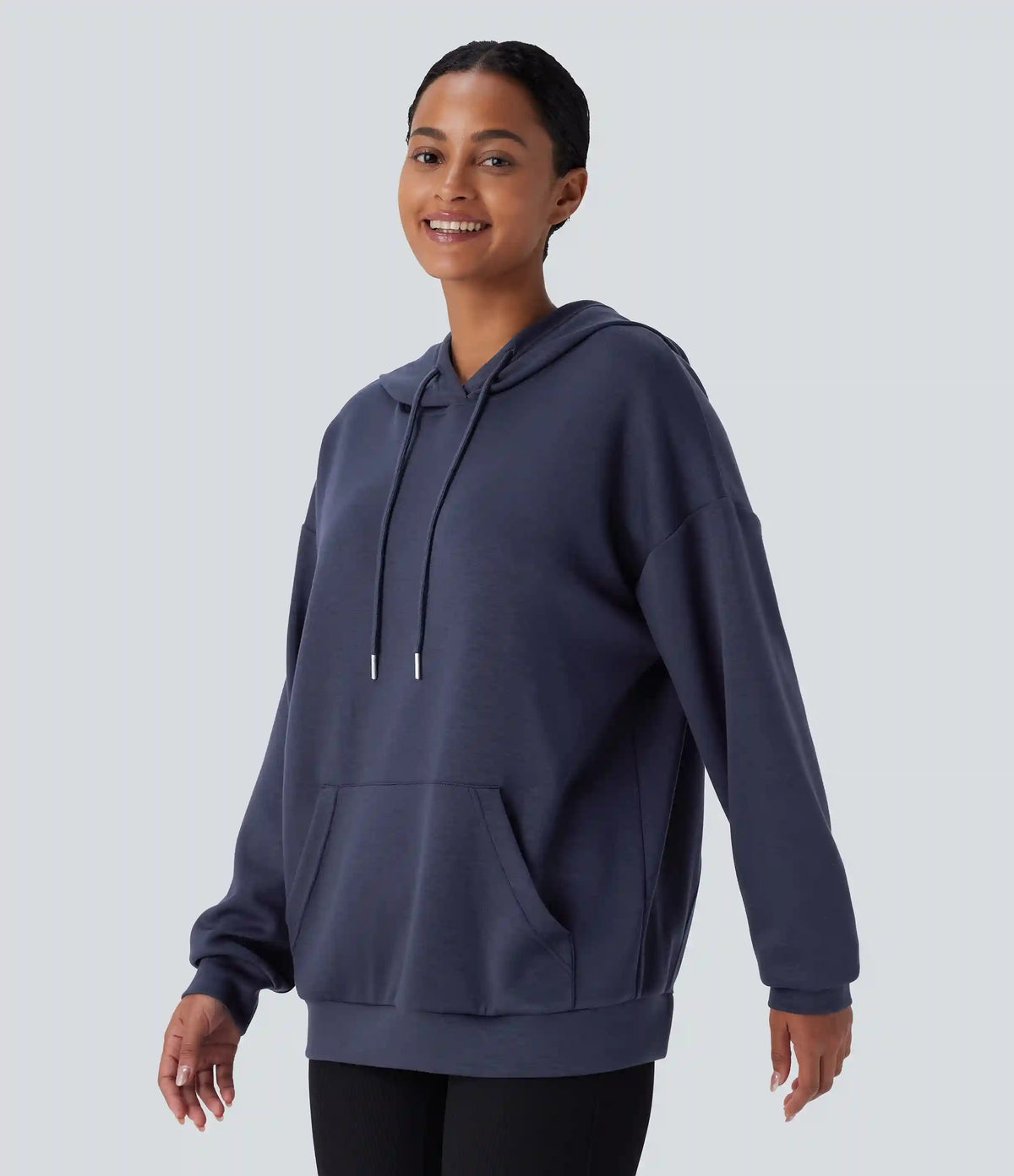 Hooded Drawstring Long Sleeve Kangaroo Pocket Crossover Casual Sweatshirt