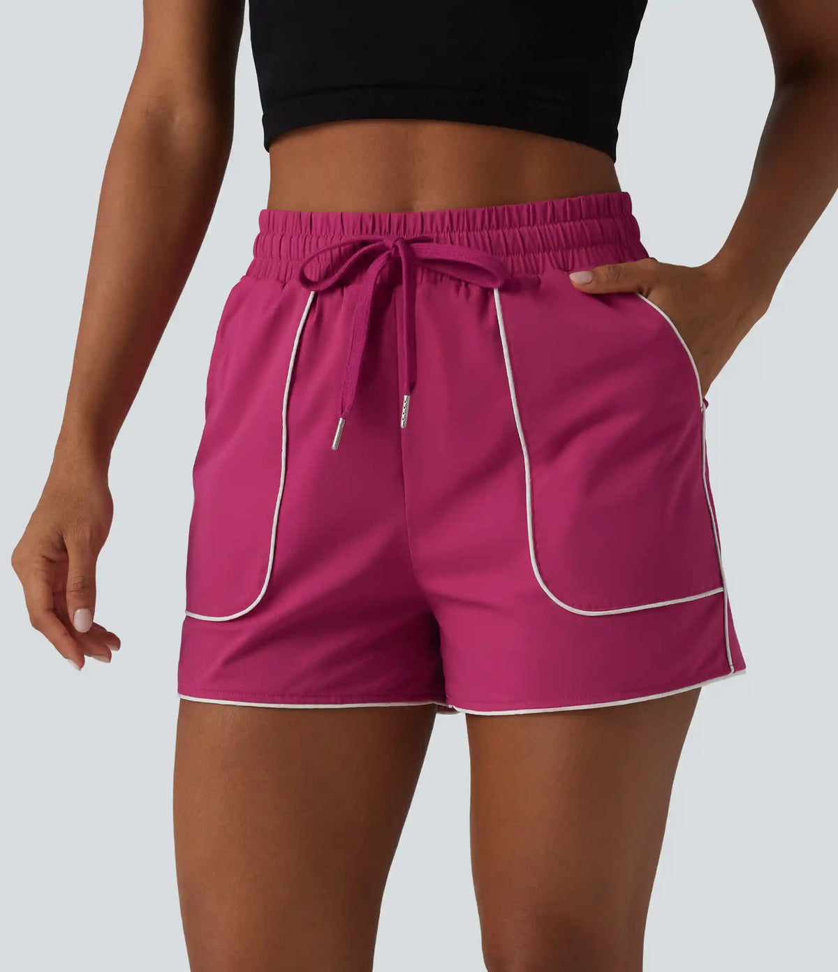 High Waisted Drawstring Quick Dry InstantCool Workout Shorts 3'' with Pockets-UPF40+