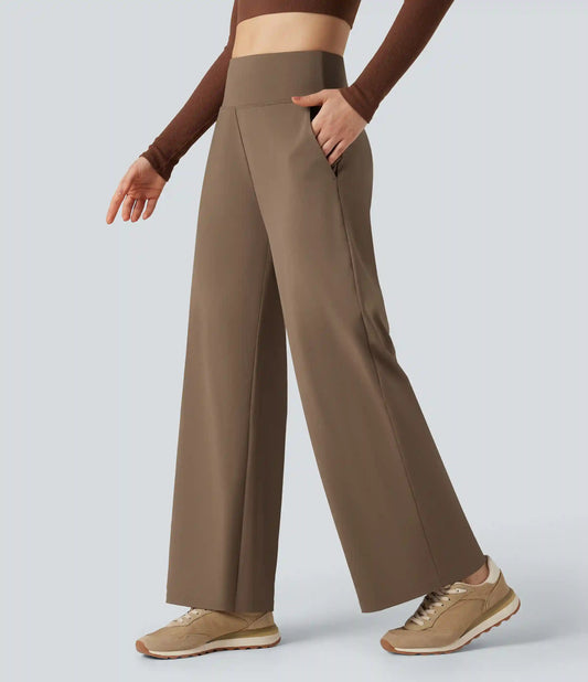 High Waisted Tummy Control Wide Leg Yoga Pants with Pockets