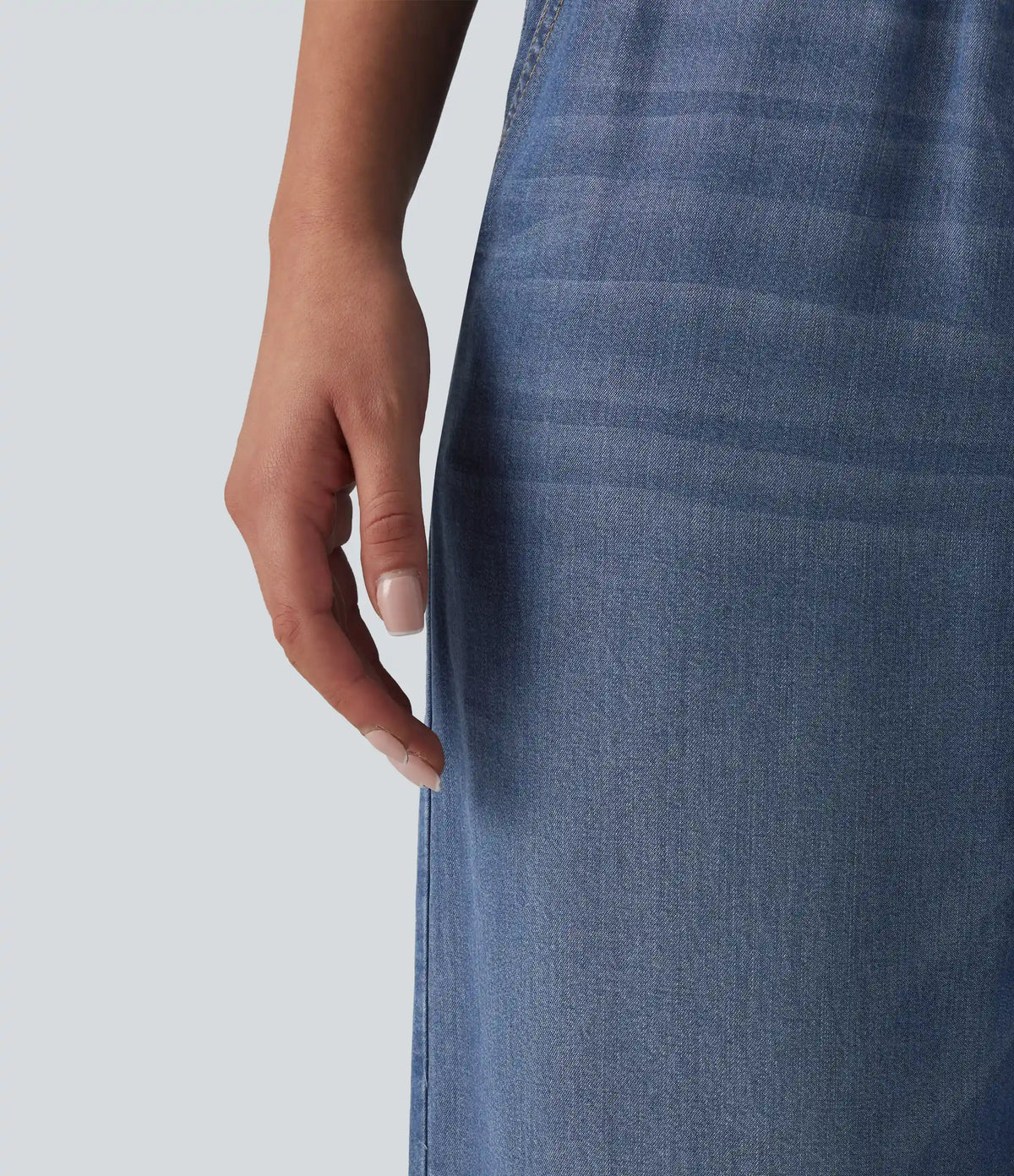 Mid Rise Drawstring Casual Jeans with Pockets