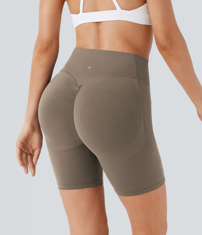 Halara UltraSculpt™ High Waisted Scrunch Butt Lifting Tummy Control Side Pocket Shaping Workout Biker Shorts 7''