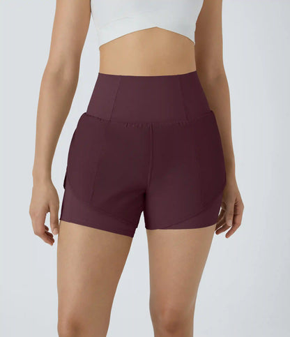 Breezeful™ Super High Waisted Curved Hem 2-in-1 Pocket Quick Dry Yoga Shorts 3.5''