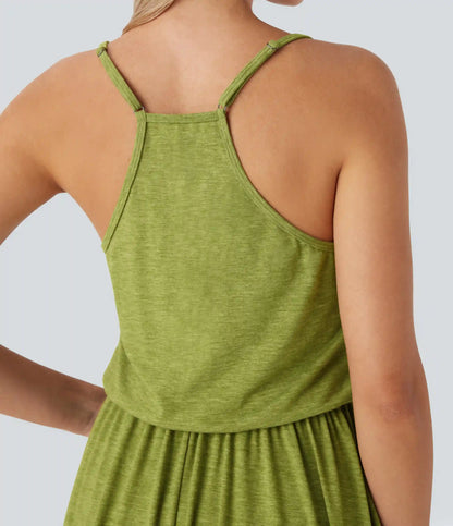 Maxi Flowy Slip Dress with Pockets