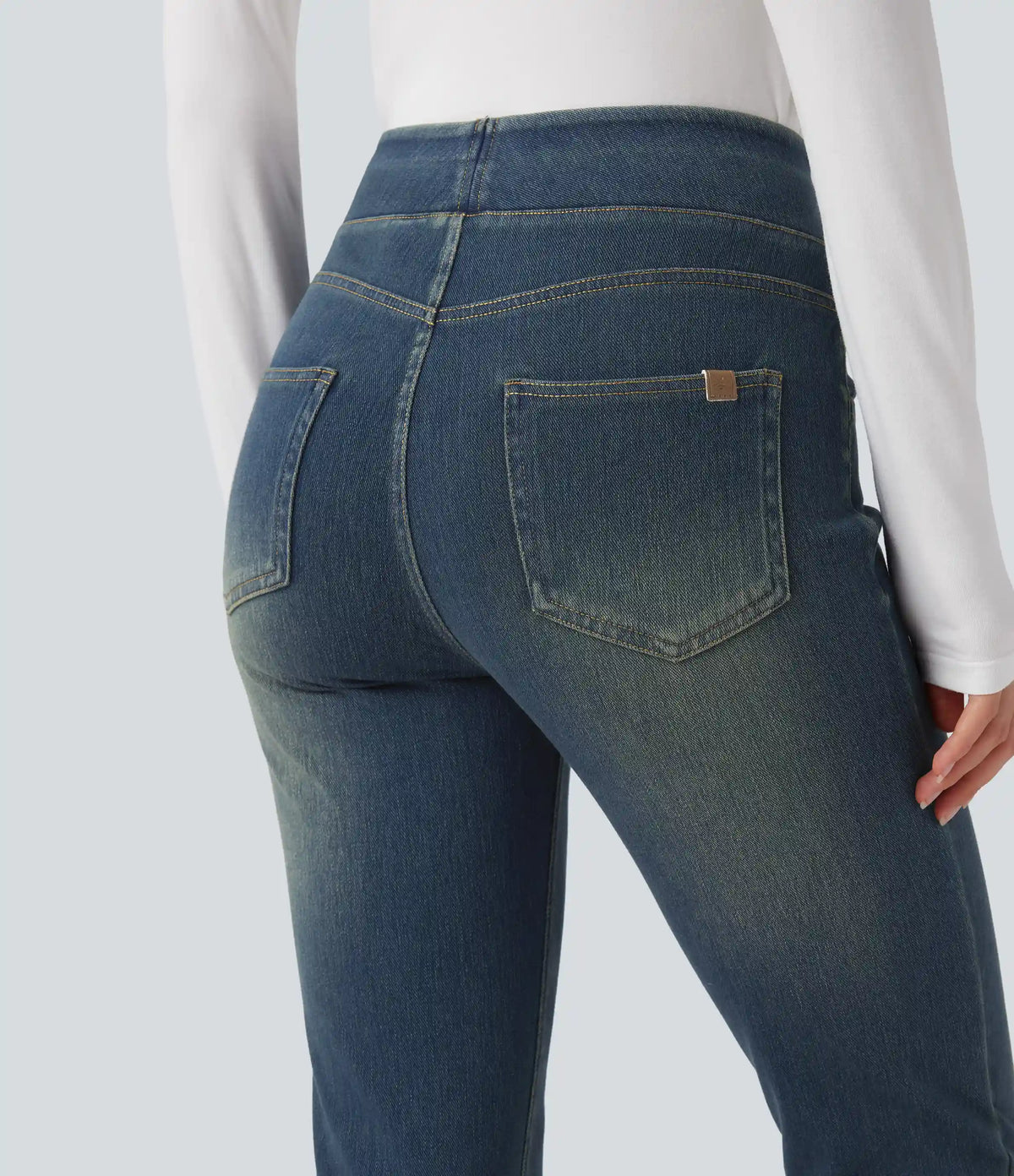 Halara Flex™ High Waisted Pockets Washed Casual Bootcut Jeans