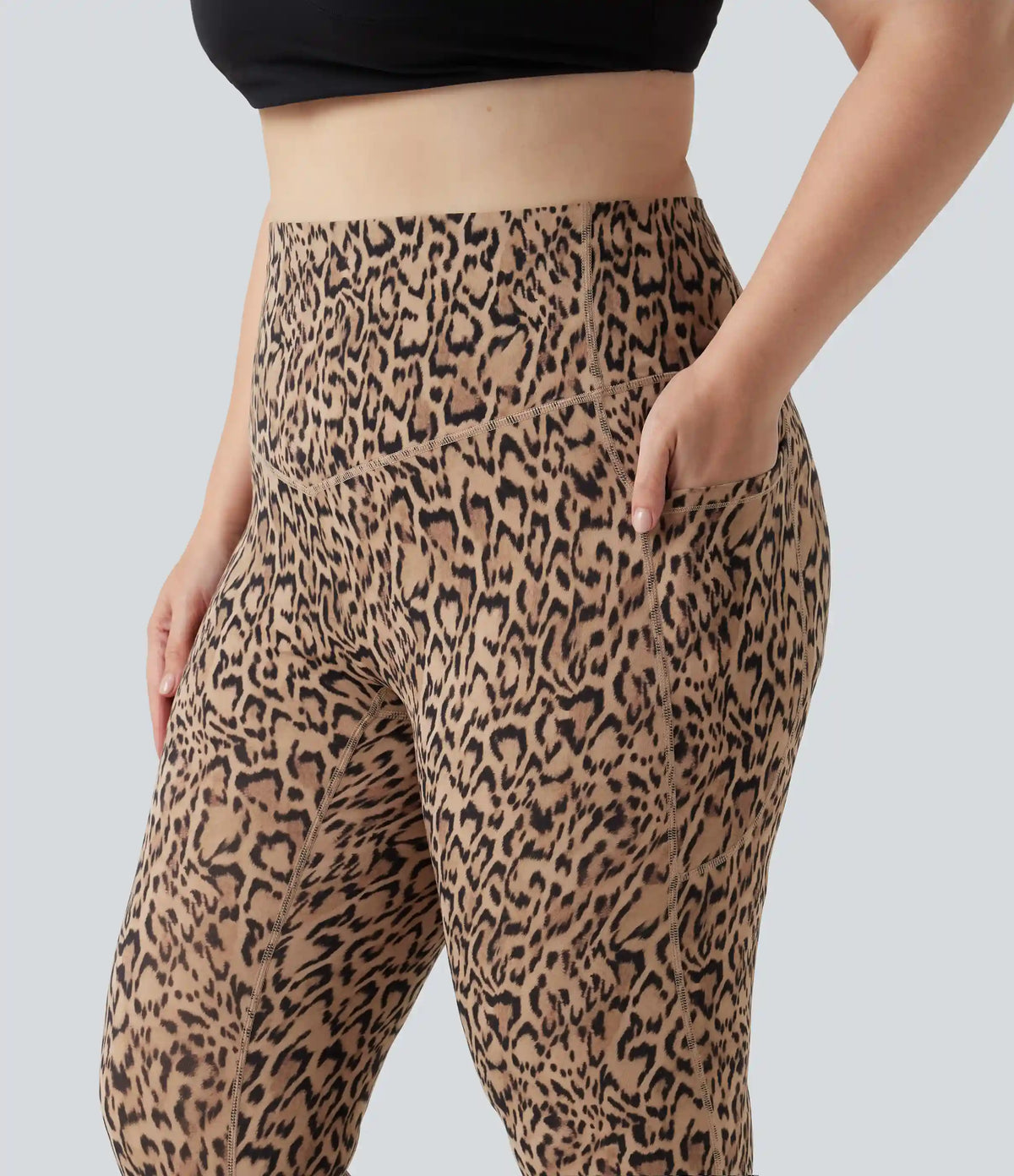 Plus Size Halara UltraSculpt™ Leopard Print High Waisted Tummy Control Yoga Leggings with Pockets