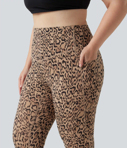 Plus Size Halara UltraSculpt™ Leopard Print High Waisted Tummy Control Yoga Leggings with Pockets