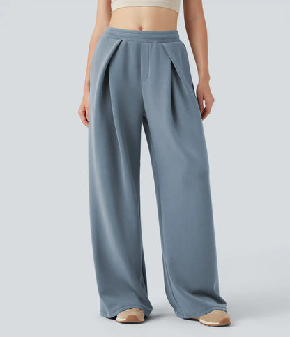 SpacerTek™ Mid Rise Drawstring Crossover Casual Baggy Pants with Pockets