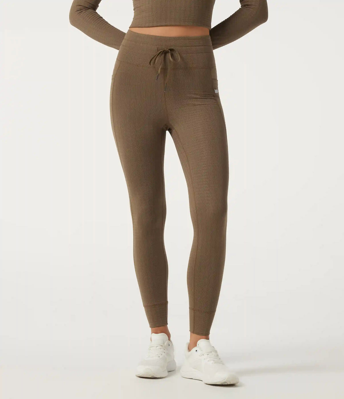 High Waisted Houndstooth Drawstring Yoga Legging with Pockets