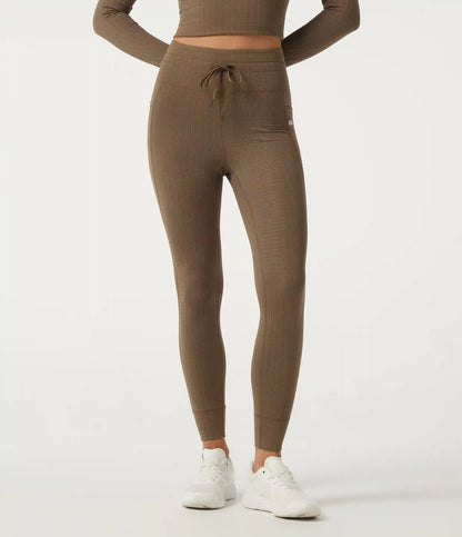 High Waisted Houndstooth Drawstring Yoga Legging with Pockets