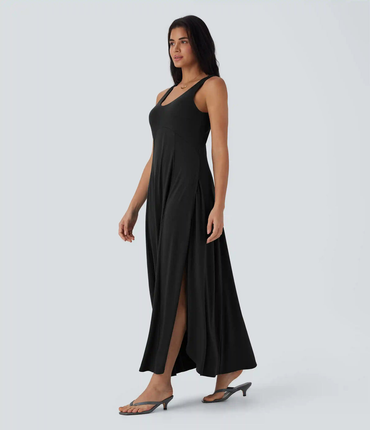 U Neck Flowy Maxi Casual Tank Dress