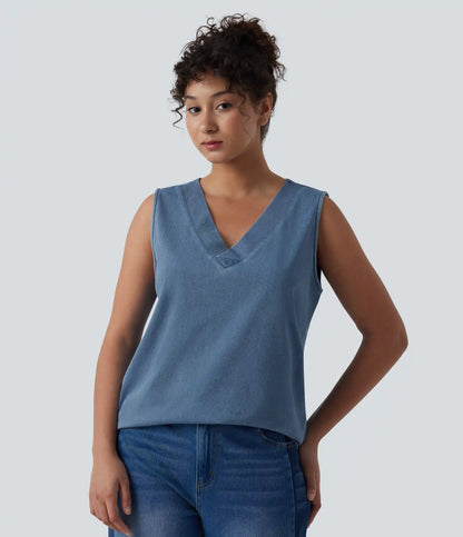 Halara Flex™ V Neck Denim Casual Tank Top