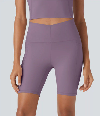 Halara UltraSculpt™ Cool Quick Dry High Waisted Tummy Control Training Biker Shorts 7'' with Pockets-UPF50+