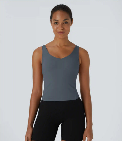 SoftlyZero™ Plush Padded V Neck Plain Tank Top