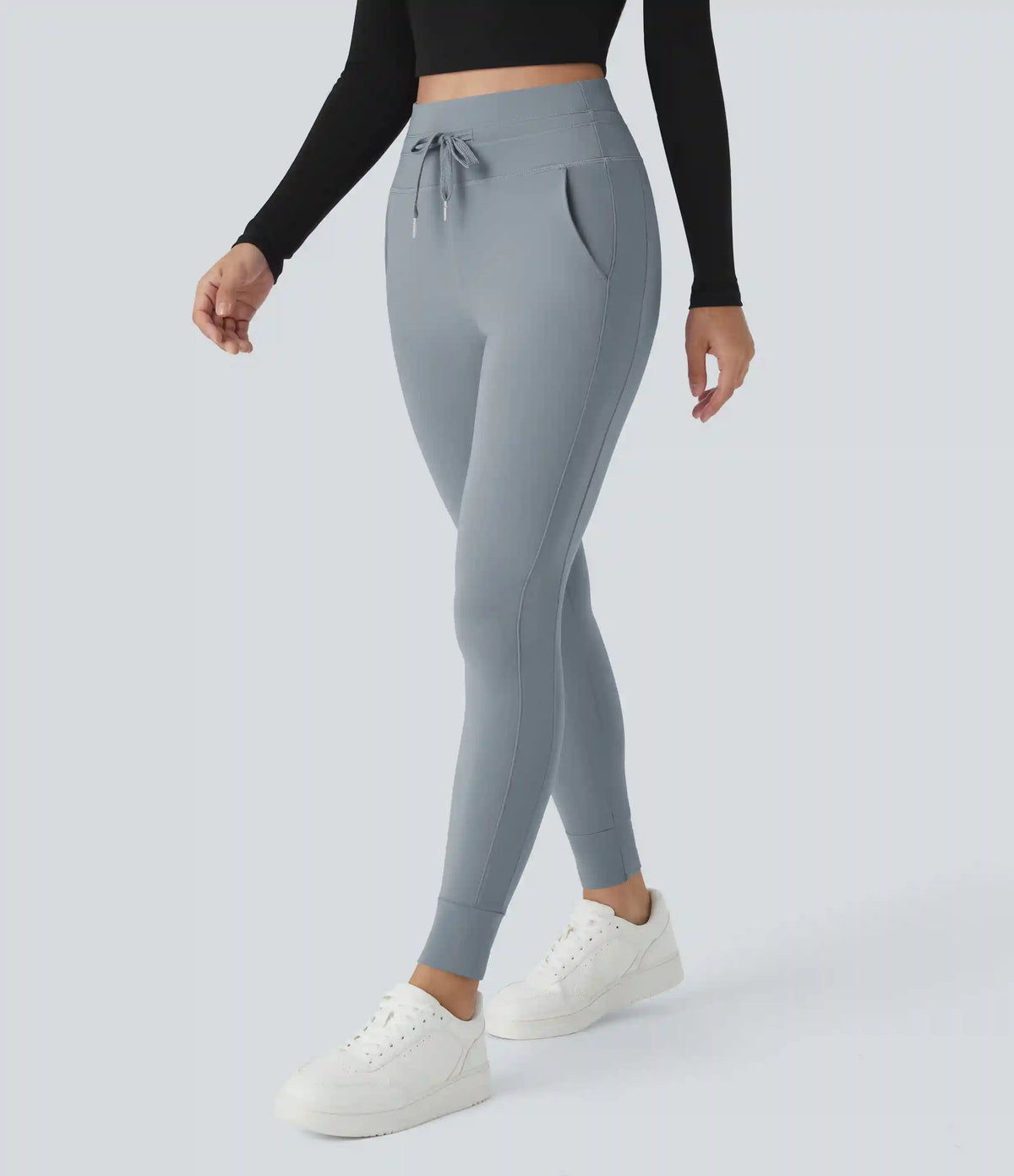 SoftlyZero™ Plush High Waisted Drawstring Pocket Plain Full Length Joggers